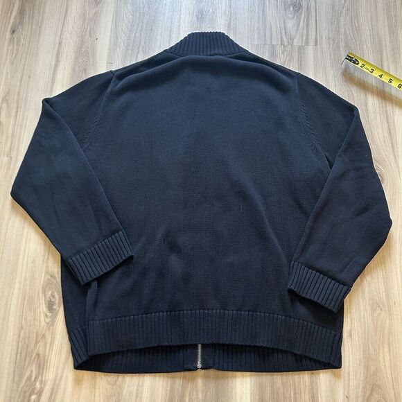 Vtg LL Bean XXL Men's Full Zip Sweater with Pockets Black Heavy Leather Pull EUC - Picture 5 of 9